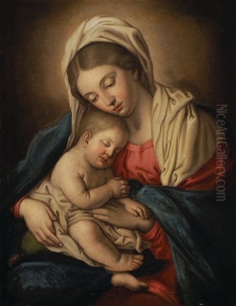 Madonna Mit Dem Schlafenden Kind Oil Painting by Giovanni Battista Salvi (Il Sassoferrato)