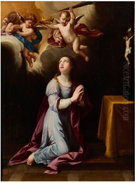 Heilige Martyrerin In Ekstase Oil Painting by Giovanni Battista Salvi (Il Sassoferrato)