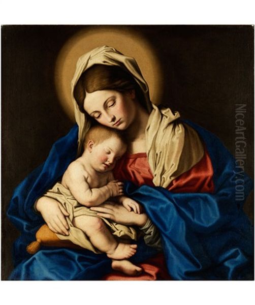 Madonna Mit Dem Schlafenden Jesuskind Oil Painting by Giovanni Battista Salvi (Il Sassoferrato)