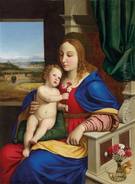 Madonna Del Garofano (madonna Mit Den Nelken) Oil Painting by Giovanni Battista Salvi (Il Sassoferrato)