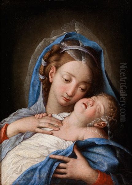 Maria Mit Dem Schlafenden Jesuskind Oil Painting by Giovanni Battista Salvi (Il Sassoferrato)