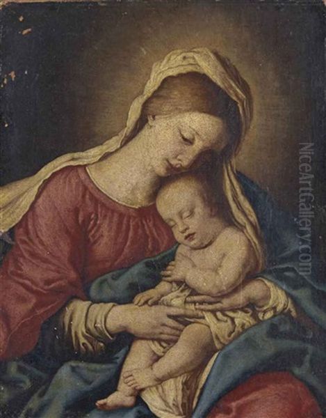 Vierge A L'enfant Oil Painting by Giovanni Battista Salvi (Il Sassoferrato)