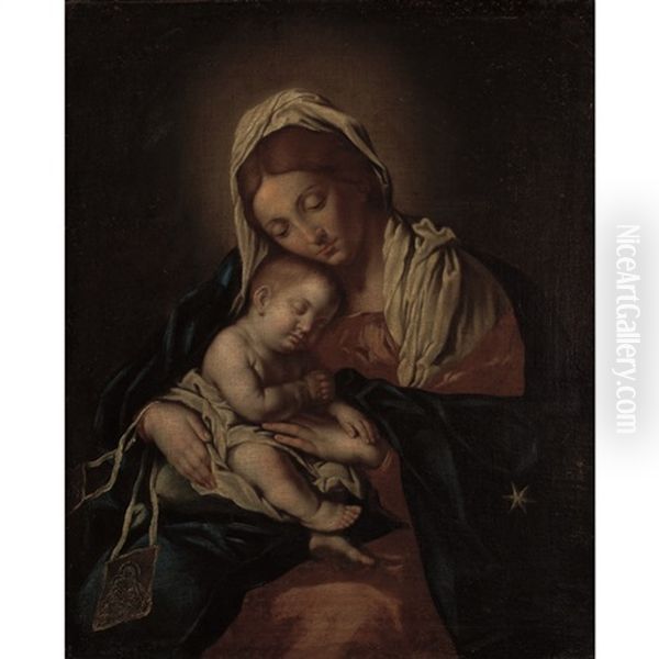 Madonna And Child With A Carmelite Scapular Oil Painting by Giovanni Battista Salvi (Il Sassoferrato)