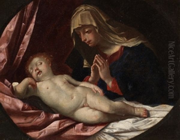 Madona Adorando Al Nino Oil Painting by Giovanni Battista Salvi (Il Sassoferrato)