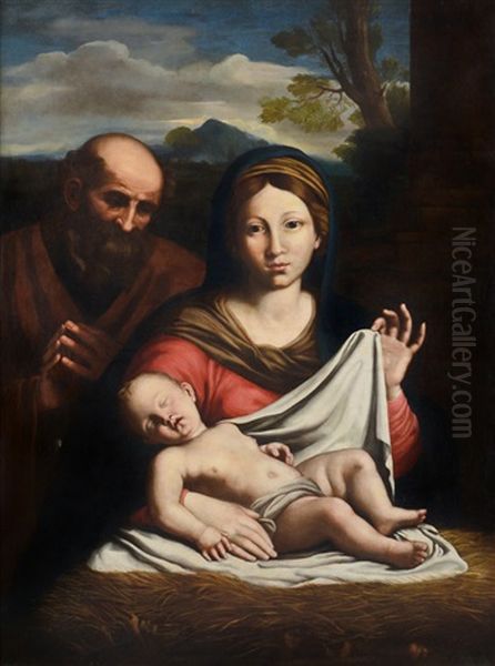 Sacra Famiglia Oil Painting by Giovanni Battista Salvi (Il Sassoferrato)