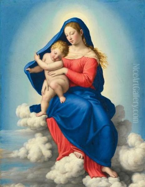 Madonna And Child In Glory Oil Painting by Giovanni Battista Salvi (Il Sassoferrato)