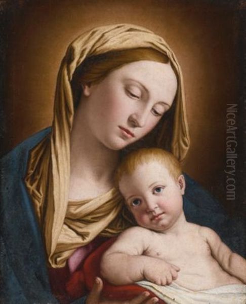 Madonna And Child Oil Painting by Giovanni Battista Salvi (Il Sassoferrato)