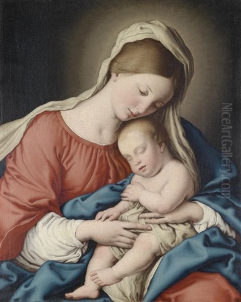 Madonna Mit Dem Schlafenden Kind Oil Painting by Giovanni Battista Salvi (Il Sassoferrato)