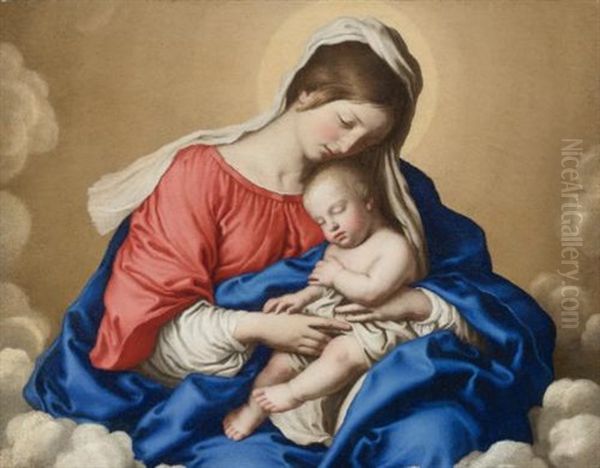 Madonna And Child Oil Painting by Giovanni Battista Salvi (Il Sassoferrato)