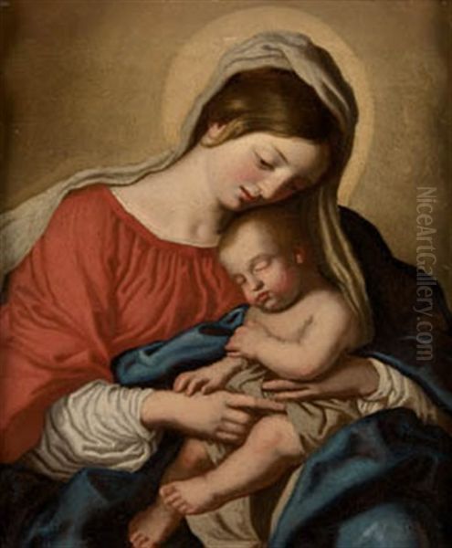 Virgen Con Nino Dormido Oil Painting by Giovanni Battista Salvi (Il Sassoferrato)