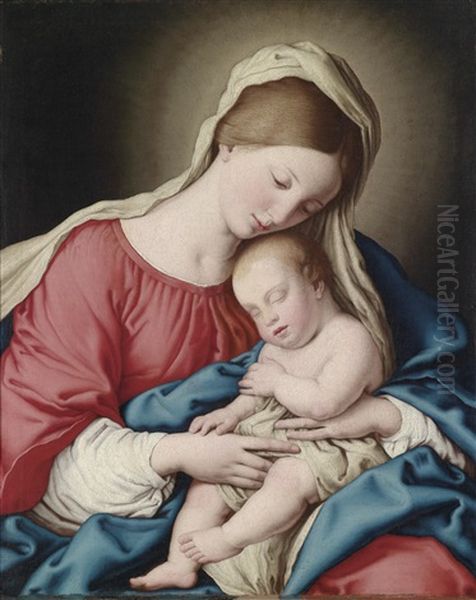 Madonna Mit Dem Schlafenden Kind Oil Painting by Giovanni Battista Salvi (Il Sassoferrato)