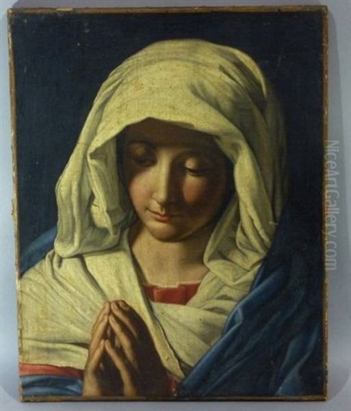 Vierge Aux Mains Jointes Oil Painting by Giovanni Battista Salvi (Il Sassoferrato)