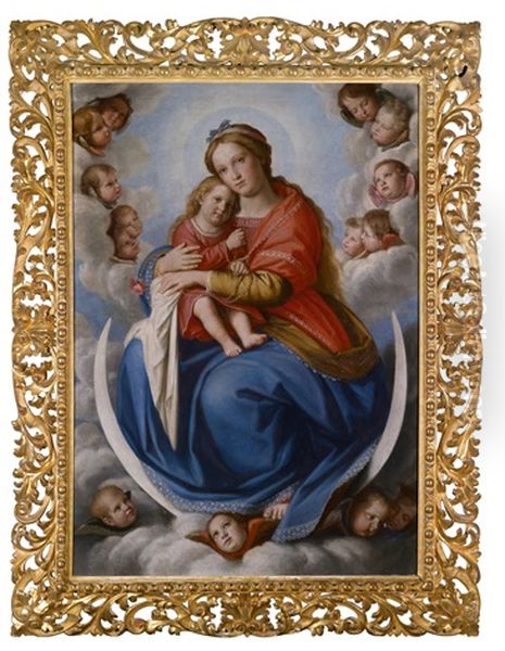 Madonna Mit Kind Auf Der Mondsichel, Von Engelsglorie Umgeben Oil Painting by Giovanni Battista Salvi (Il Sassoferrato)