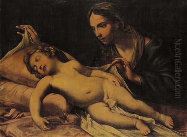 Madonna Con Bambino Oil Painting by Giovanni Battista Salvi (Il Sassoferrato)