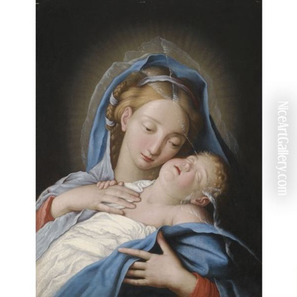 Madonna And Child Oil Painting by Giovanni Battista Salvi (Il Sassoferrato)