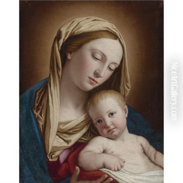 Madonna And Child Oil Painting by Giovanni Battista Salvi (Il Sassoferrato)