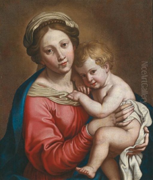 Madonna Mit Kind - Madonna Con Bambino Oil Painting by Giovanni Battista Salvi (Il Sassoferrato)