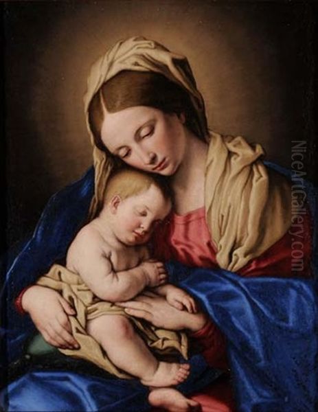 Madonna Mit Kind Oil Painting by Giovanni Battista Salvi (Il Sassoferrato)