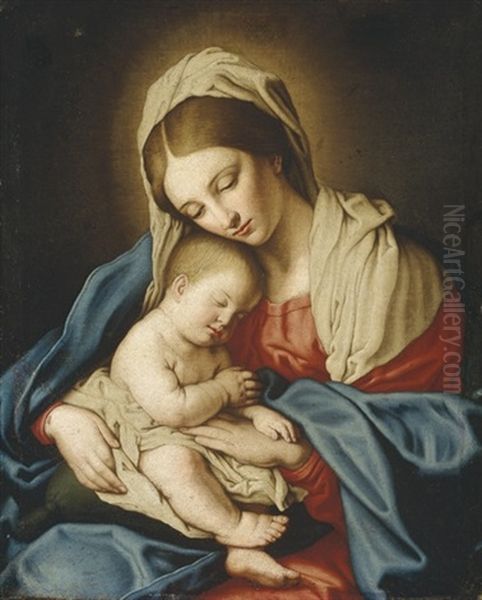 Vierge A L'enfant Oil Painting by Giovanni Battista Salvi (Il Sassoferrato)