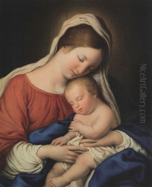 La Vierge A L'enfant Oil Painting by Giovanni Battista Salvi (Il Sassoferrato)