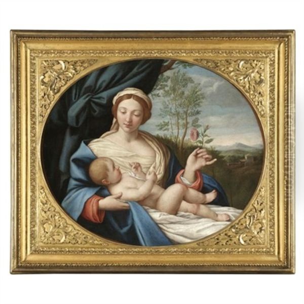 The Madonna And Child With The Rose Oil Painting by Giovanni Battista Salvi (Il Sassoferrato)