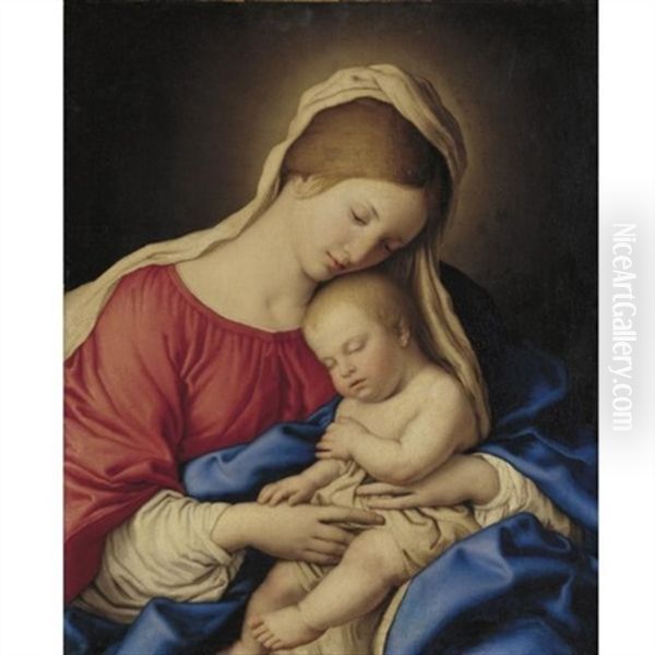 Madonna And Child Oil Painting by Giovanni Battista Salvi (Il Sassoferrato)