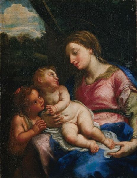 Madonna Mit Kind Und Dem Johannesknaben Oil Painting by Giovanni Battista Salvi (Il Sassoferrato)