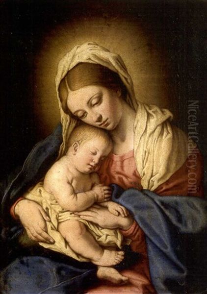 Vierge A L'enfant Oil Painting by Giovanni Battista Salvi (Il Sassoferrato)