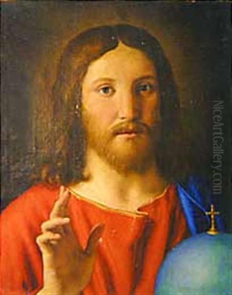 Salvator Mundi, Christ Oil Painting by Giovanni Battista Salvi (Il Sassoferrato)