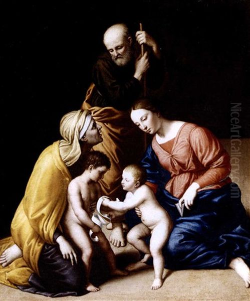 The Holy Family With The Infant Saint John The Baptist And Saint Elizabeth Oil Painting by Giovanni Battista Salvi (Il Sassoferrato)