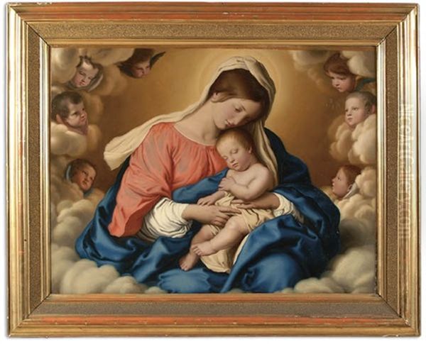 Madonna And Child With Angels Oil Painting by Giovanni Battista Salvi (Il Sassoferrato)