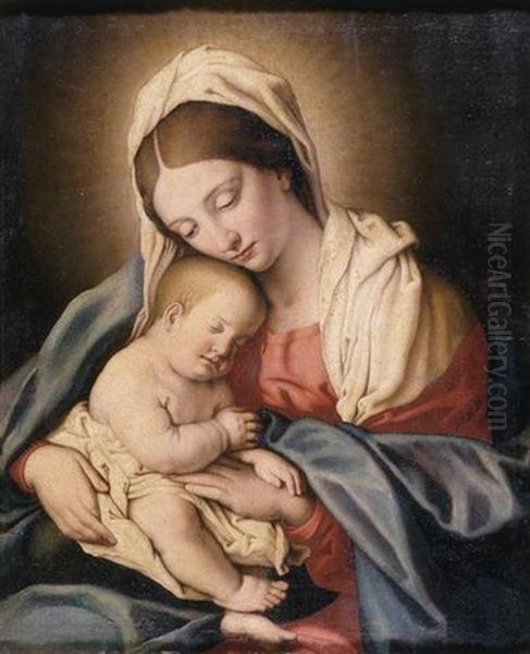 Madonna And Child Oil Painting by Giovanni Battista Salvi (Il Sassoferrato)