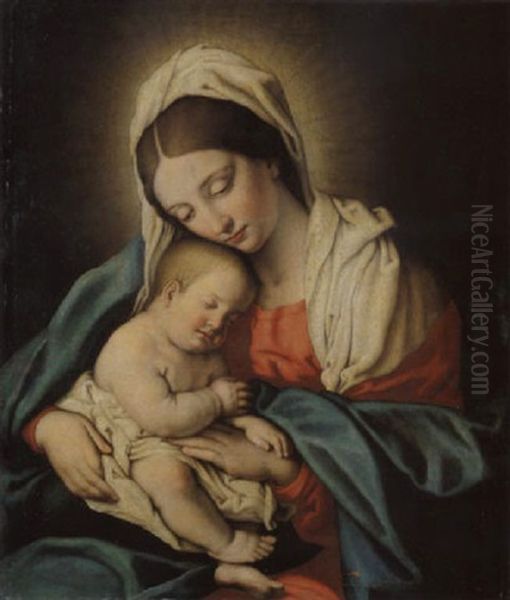 Madonna Mit Schlafendem Kind Oil Painting by Giovanni Battista Salvi (Il Sassoferrato)