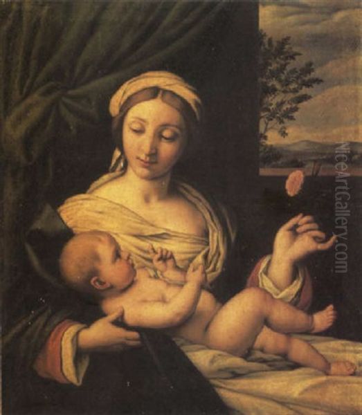 The Madonna Of The Rose Oil Painting by Giovanni Battista Salvi (Il Sassoferrato)