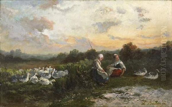 Les Gardeuses D'oies Oil Painting by Louis Boulange