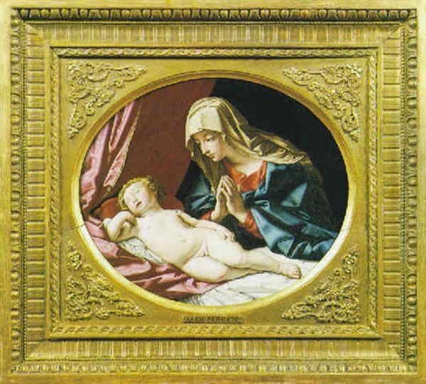 La Madonna Col Bambino Addormentato Oil Painting by Giovanni Battista Salvi (Il Sassoferrato)