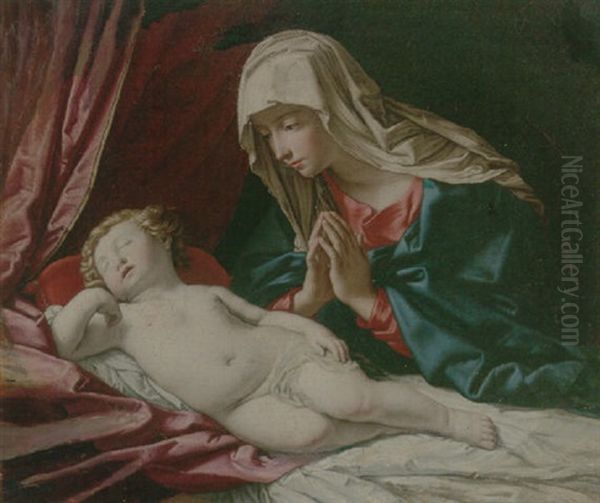 The Madonna Adoring The Sleeping Child by Giovanni Battista Salvi (Il Sassoferrato)