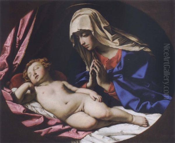 The Virgin And The Sleeping Christ Child Oil Painting by Giovanni Battista Salvi (Il Sassoferrato)