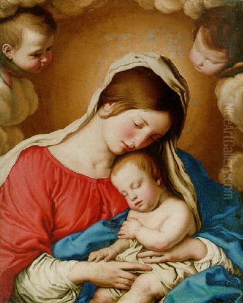 The Madonna And Child Oil Painting by Giovanni Battista Salvi (Il Sassoferrato)