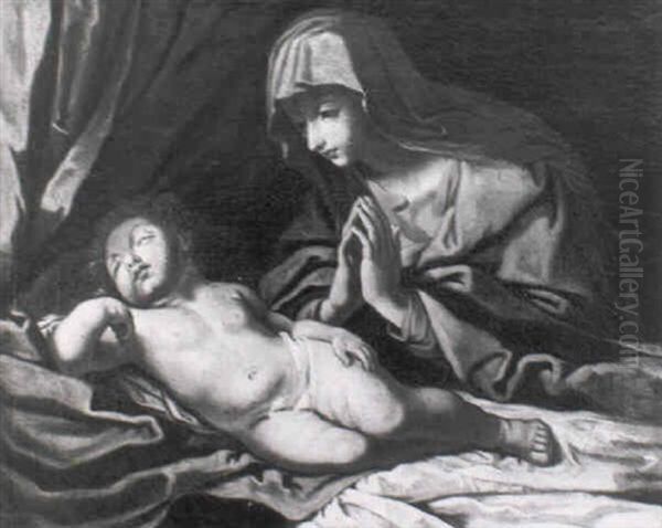 Die Madonna Mit Dem Schlafenden Christuskind Oil Painting by Giovanni Battista Salvi (Il Sassoferrato)