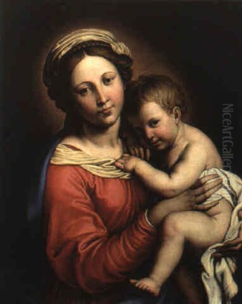 Madonna Col Bambino Oil Painting by Giovanni Battista Salvi (Il Sassoferrato)