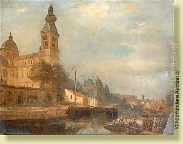 Le Port De Gand Anime Oil Painting by Francois Jean Louis Boulanger