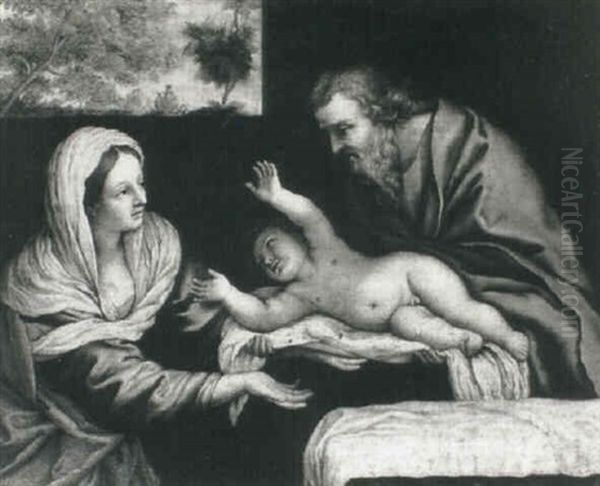 The Holy Family Oil Painting by Giovanni Battista Salvi (Il Sassoferrato)