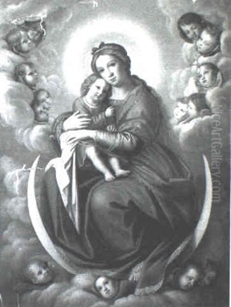 Madonna And Child Oil Painting by Giovanni Battista Salvi (Il Sassoferrato)