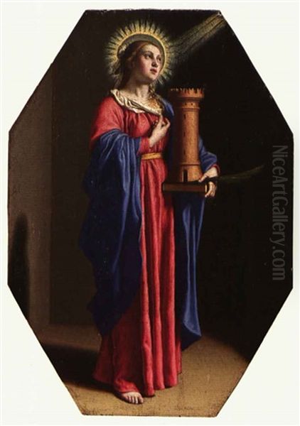 Saint Barbara Oil Painting by Giovanni Battista Salvi (Il Sassoferrato)