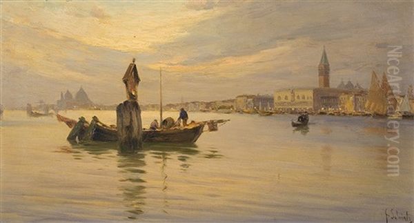 Venice In The Evening Light Oil Painting by Giovanni Salviati