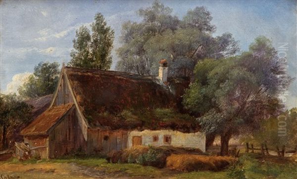 Bauernhof In Landlichem Idyll Oil Painting by Friedrich Salzer