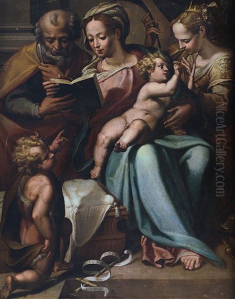 Sacra Famiglia Con Matrimonio Mistico Di Santa Caterina Oil Painting by Orazio Samacchini