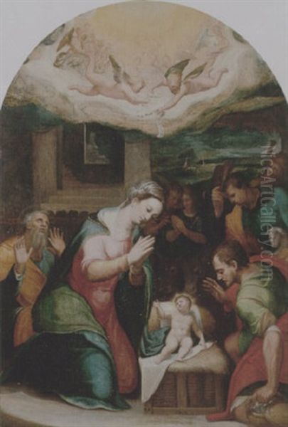 The Adoration Of The Shepherds Oil Painting by Orazio Samacchini