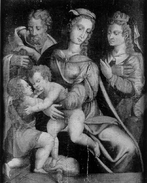 La Sainte Famille Avec Sainte Anne Et Saint Jean Baptiste Oil Painting by Orazio Samacchini